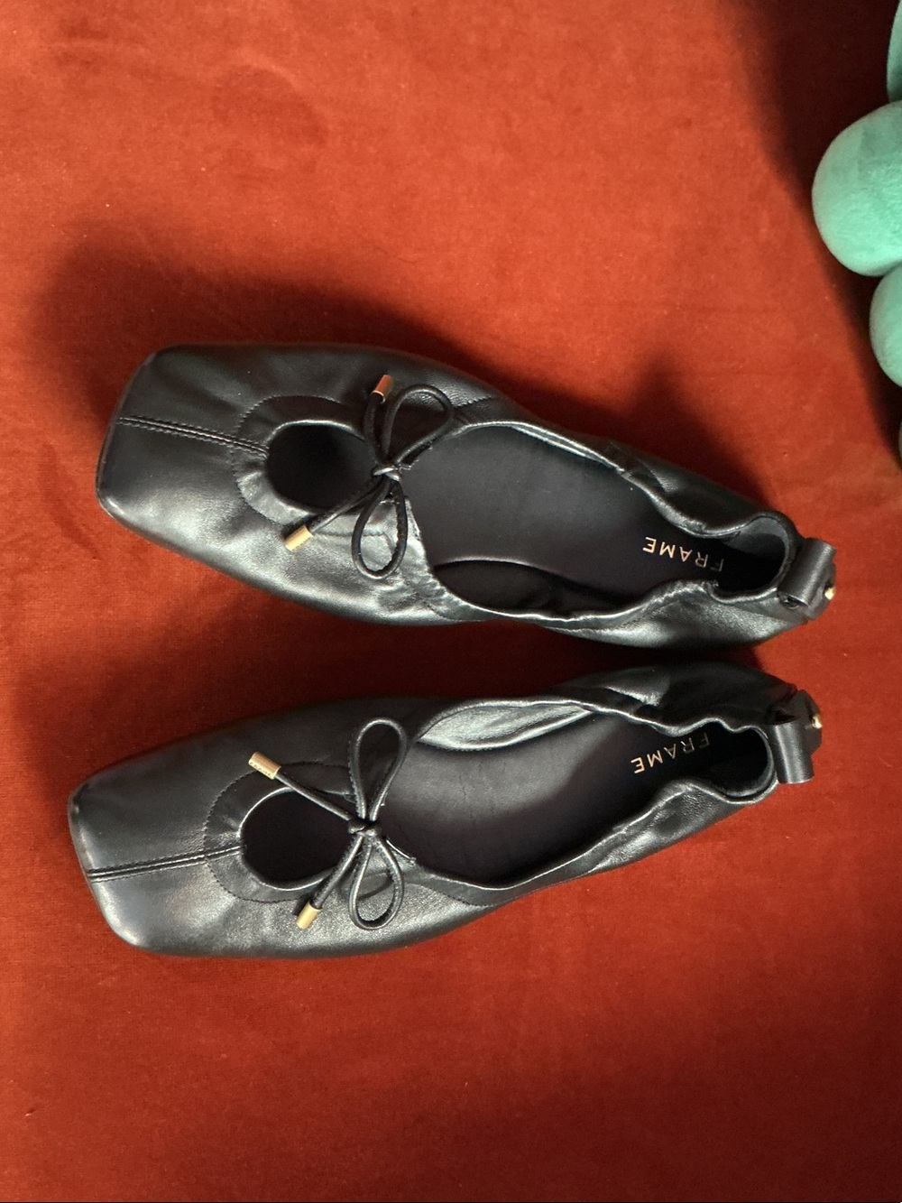 Frame Denim Black Square-Toe Ballet Flats (le sunset)